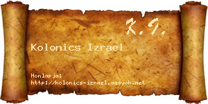 Kolonics Izrael névjegykártya